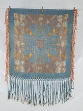 Vintage gorgeous WWll Taj Mahal Silk satin Piano Shawl 1940s scarf 85x80cm