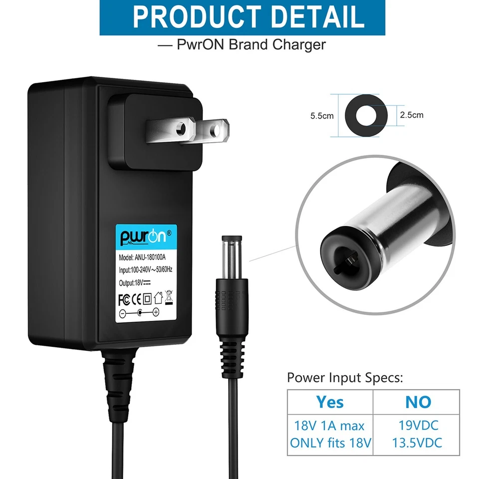 PwrON 18V 1A AC-DC Adapter Charger For Mackie Mix8 Compact 8-channel Mixer Power - Image 3 of 4