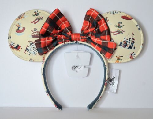 Disney Parks Minnie Mouse Christmas Holiday Skiing Headband Ears New - Picture 4 of 4