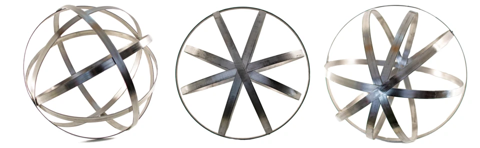 Esfera de acero adorno de césped jardín topiario 12"" metal acabado plateado se pliega plano Foto 2 de 4