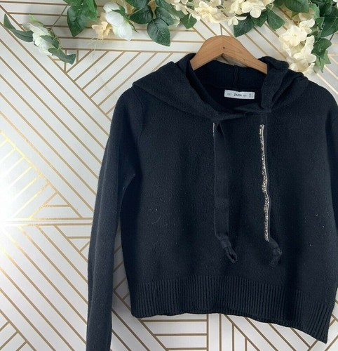 ZARA KNIT Cropped Sweater Hoodie 