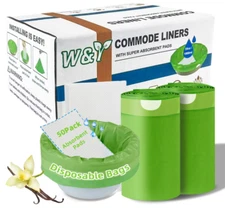 50 W&Y Potty Liners + 50 Absorbent Pads – Vanilla Scented – For Potty & Camping