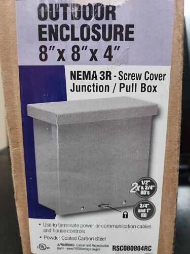 Wiegmann Outdoor Enclosure 8"x8"x4" NEMA 3R Screw Cover Junction Pull Box RR2