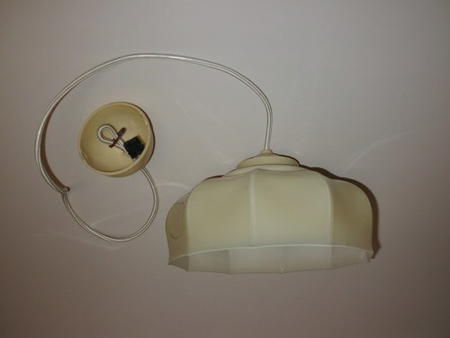 Antik ~ Alte Lampe von BÖHMER ~ Hängeleuchte mit schönem Glasschirm ~ ca. 1930 - Bild 3 von 8