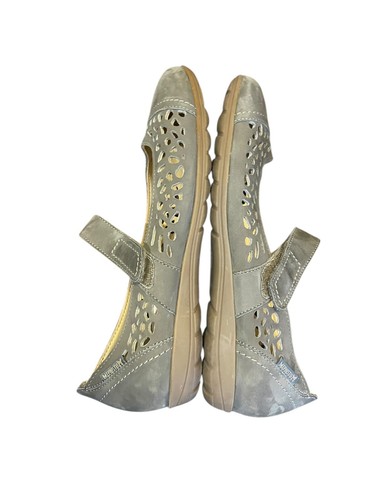 Mephisto Air-Relax US 8 EU 5.5 Perforated Gray Leather Ballet Flats Shoes - Afbeelding 8 van 9