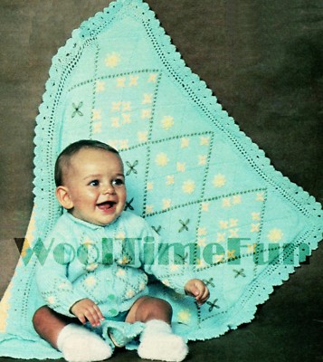 Knitting Pattern Pretty Embroidered Baby Pram Cover/Blanket