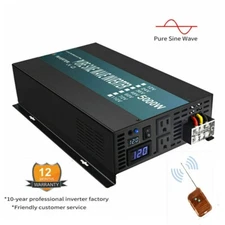 5000W Pure Sine Wave Inverter 12v DC to 120/220v Car Home Remote Switch