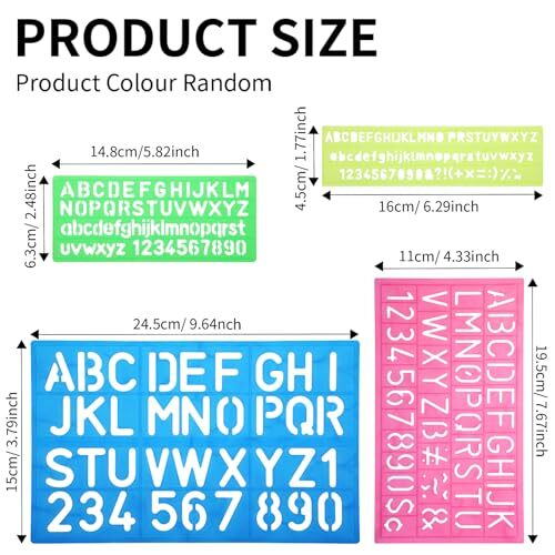 Molain 4Pcs Letter Stencils Set, Plastic Numbers Alphabet Stencil Ruler for - Picture 3 of 8