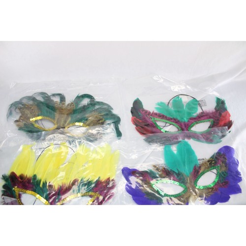 6 Mardi Gras Masks Feathers UNUSED Still Sealed 89698 - Picture 3 of 4