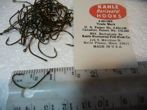 100 Size 8 Kahle Offset Hooks Straight Eye Bronze -  MADE IN USA
