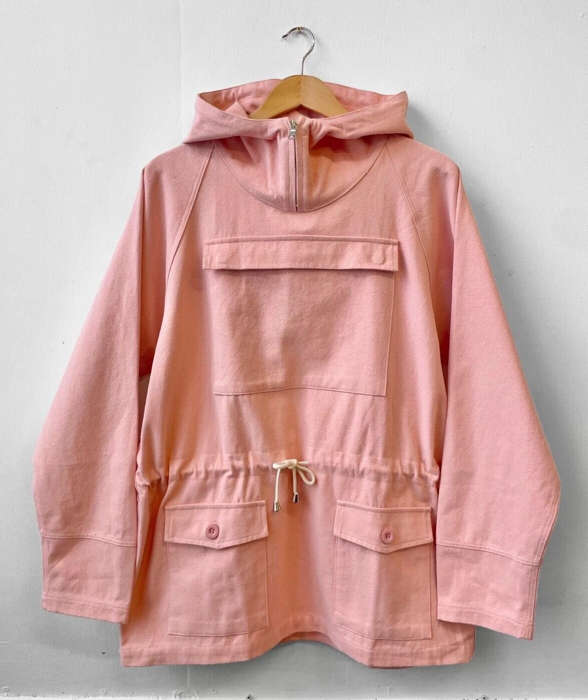 Pullover Cadet Smock Jacket Anorak 1960s Vintage Mod Cotton Canvas - Pastel Pink