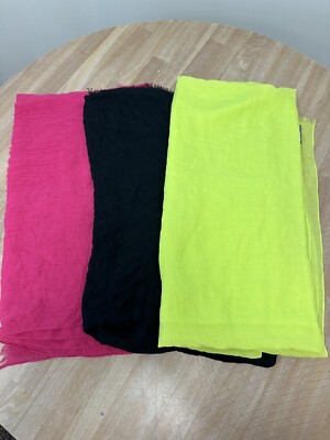 Curations Caravan Scarves Set of 3 Large Oversized Multifuntional Black Pink Grn