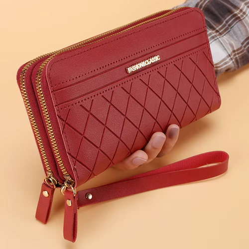 New women's long wallet Korean style simple double zipper coin purse multi-card - Bild 8 von 16