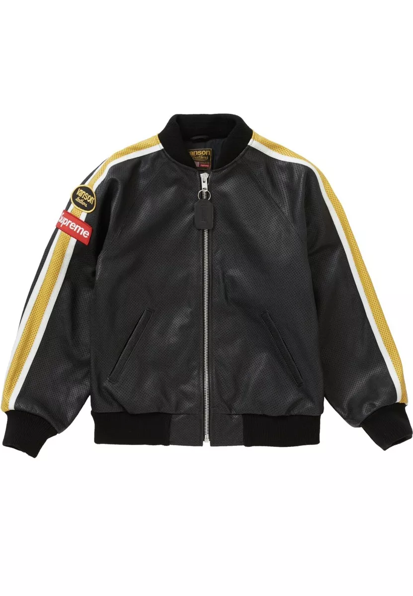 Supreme Vanson Leathers Perforated Bomber Jacket Black Size Large Rare