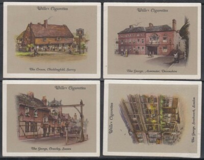 wills cigarette cards old inns CIGARETTE CARDS (x4) W.D. & H.O. WILLS, OLD INNS, A SERIES 1936  (ID:984/EO199)