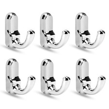 6 Pack Polished Chrome Towel Hooks Wall Mounted Bath Towel Robe Hook Bathroom