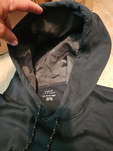 Polo Ralph Lauren RL67 nera antracite mimetica doppia maglia felpa con cappuccio uomo 2XL usata in ottime condizioni rara - Foto 9 di 24