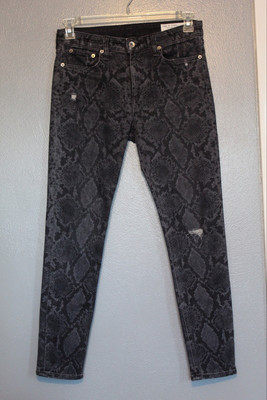 Rag & Bone Snake Reptile Cate Mid-Rise Ankle Skinny Jeans 28