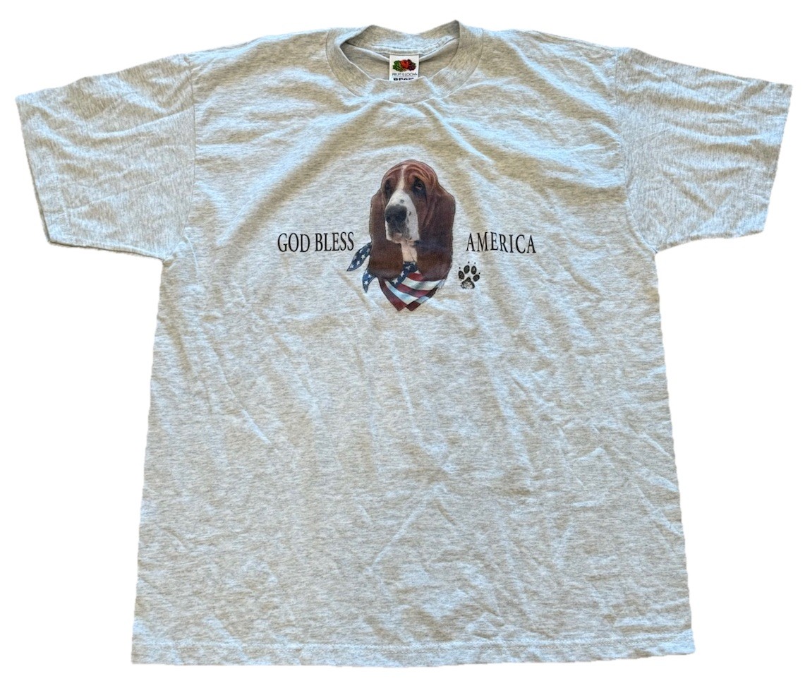 Vintage Basset Hound Dog Tee Shirt Men’s Size Large Fruit Of The Loom BEST USA