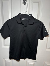 Youth Nike Golf Polo Black Size Small Dri-Fit Swoosh Logo Golf Shirt