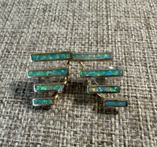 Kendra Scott Dawson Ear Climber Earrings Gold Tone Aqua Kyocera Opal