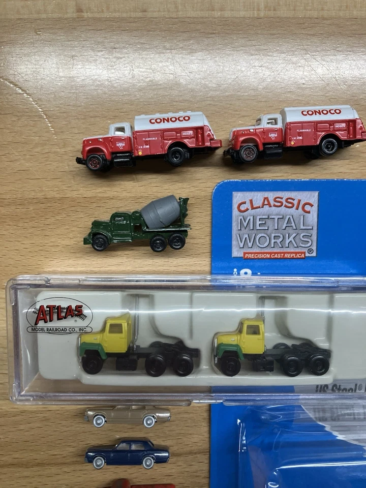 N Scale Vehicle Lot - Kato, Mini Metals, Atlas - Semi, Sedans, Trucks - Image 2 of 4