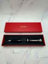 Cartier Black Silver Composite Executive Rollerball Pen Rare AD VIP Gift