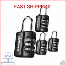 GIVERARE 4 Pack Combination Lock, 3-Digit Padlock Keyless, Resettable Luggage Lo