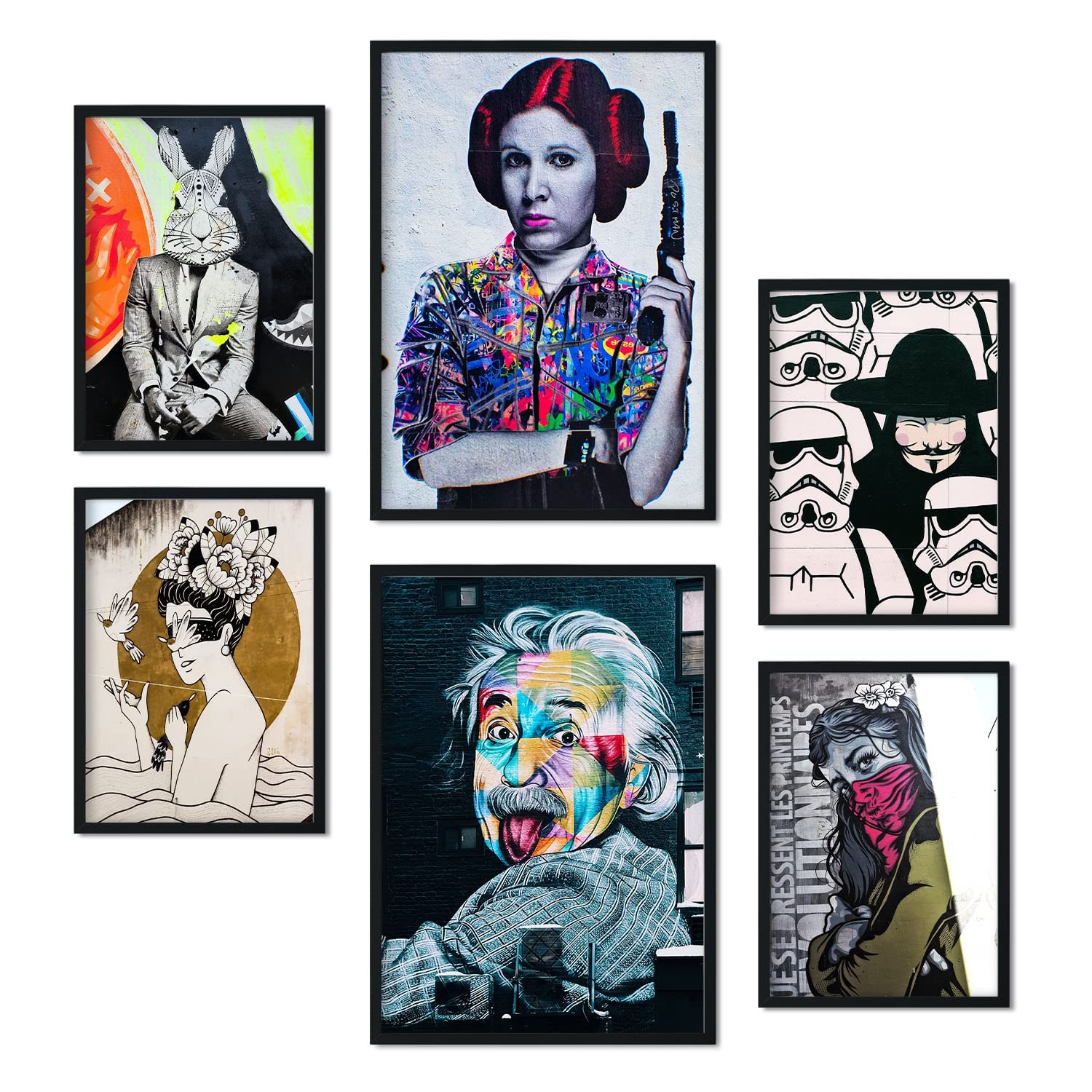 Affiches Art de la rue pour un salon moderne au style urbain lot de 6 posters 30x40cm