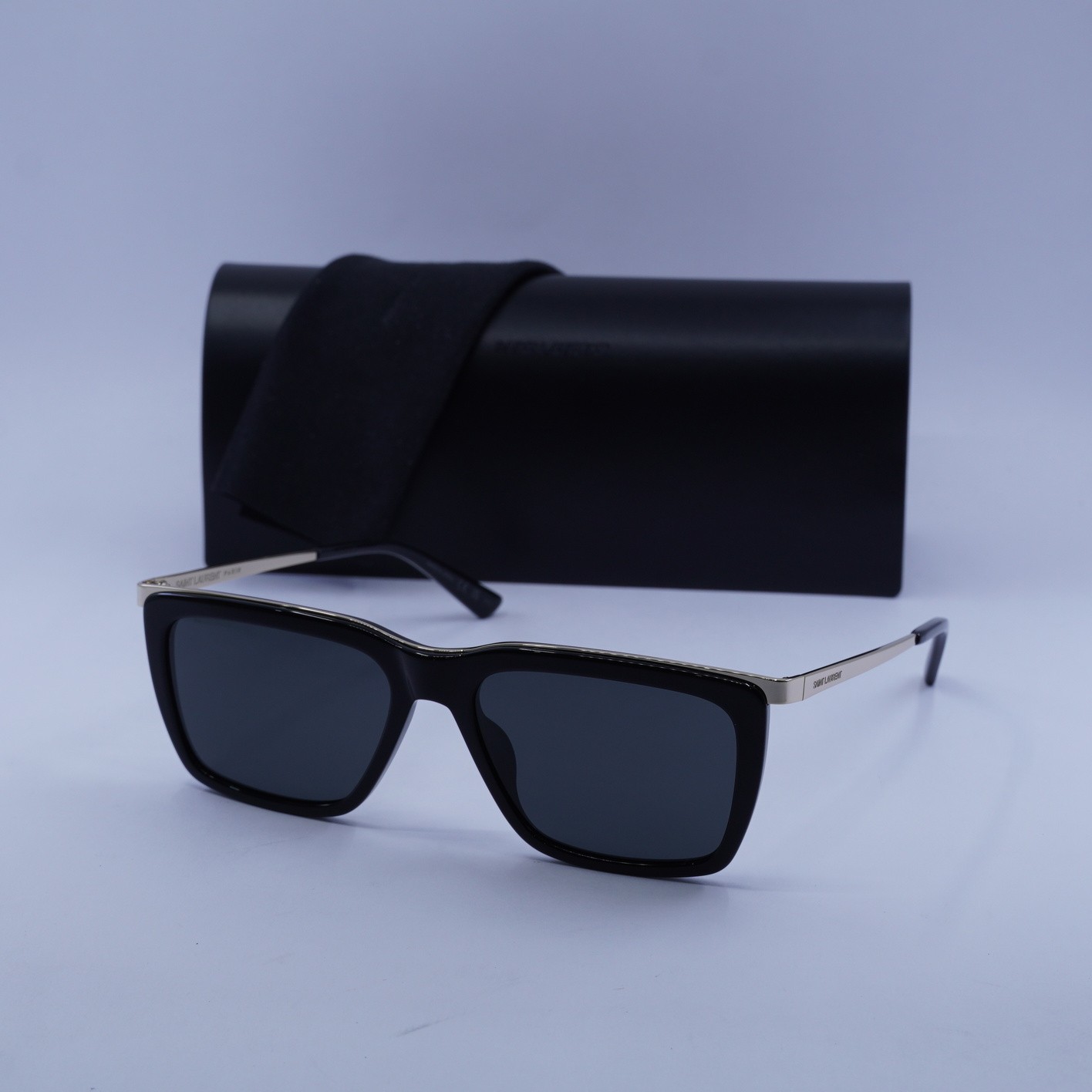 Occhiali da sole Saint Laurent SL 765 001 nero lucido oro nero 56 17 145 nuovi