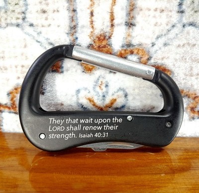 3'' Black Carabiner / Multi-tool With A Reading From Isaiah 40:31  *New*