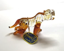 BOHEMIA CRYSTAL - 4" TIGER - AMBER & CLEAR - NEW OPEN BOX