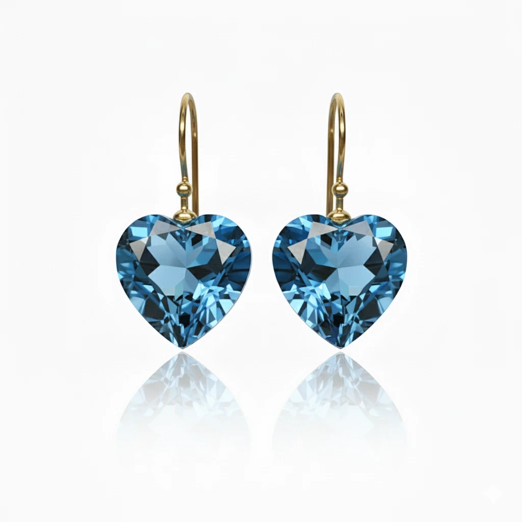 Orecchini A Perno In Argento Sterling Con Cuore Opalino Blu – Pietra Naturale Turchese – Gioielli Eleganti