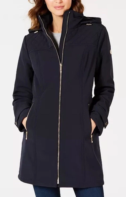 Michael Kors Mujer Cremallera Completa Polar Extraíble Sudadera con Capucha Impermeable Chaqueta Negra Pequeña Foto 2 de 4