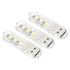 3 Pack USB Night Light Portable Plug-in Mini LED Lamp Stick 3 Beads White