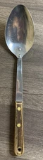 Vintage Robinson Knife Co. Solid Serving Spoon Stainless 12"  Wood Handle USA