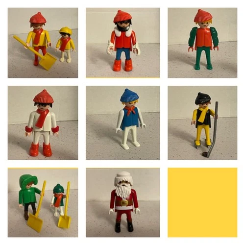 playmobil Winter Vintage Men Kids Santa  Skies Yellow Shovels Boots Ice Skates