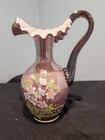 FENTON SIGNED 1997 "90 YEARS OF IRIDESCENT GLASS" PLUM INLAYED PITCHER VASE