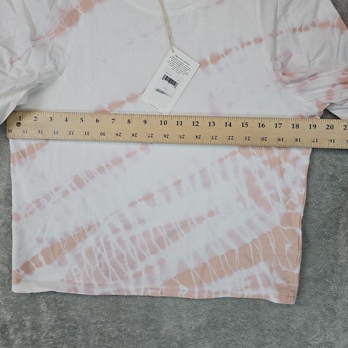 Splendid Celeste Tie Dye Puff Sleeve Top Womens Size S White Pink Pullover - Picture 10 of 11
