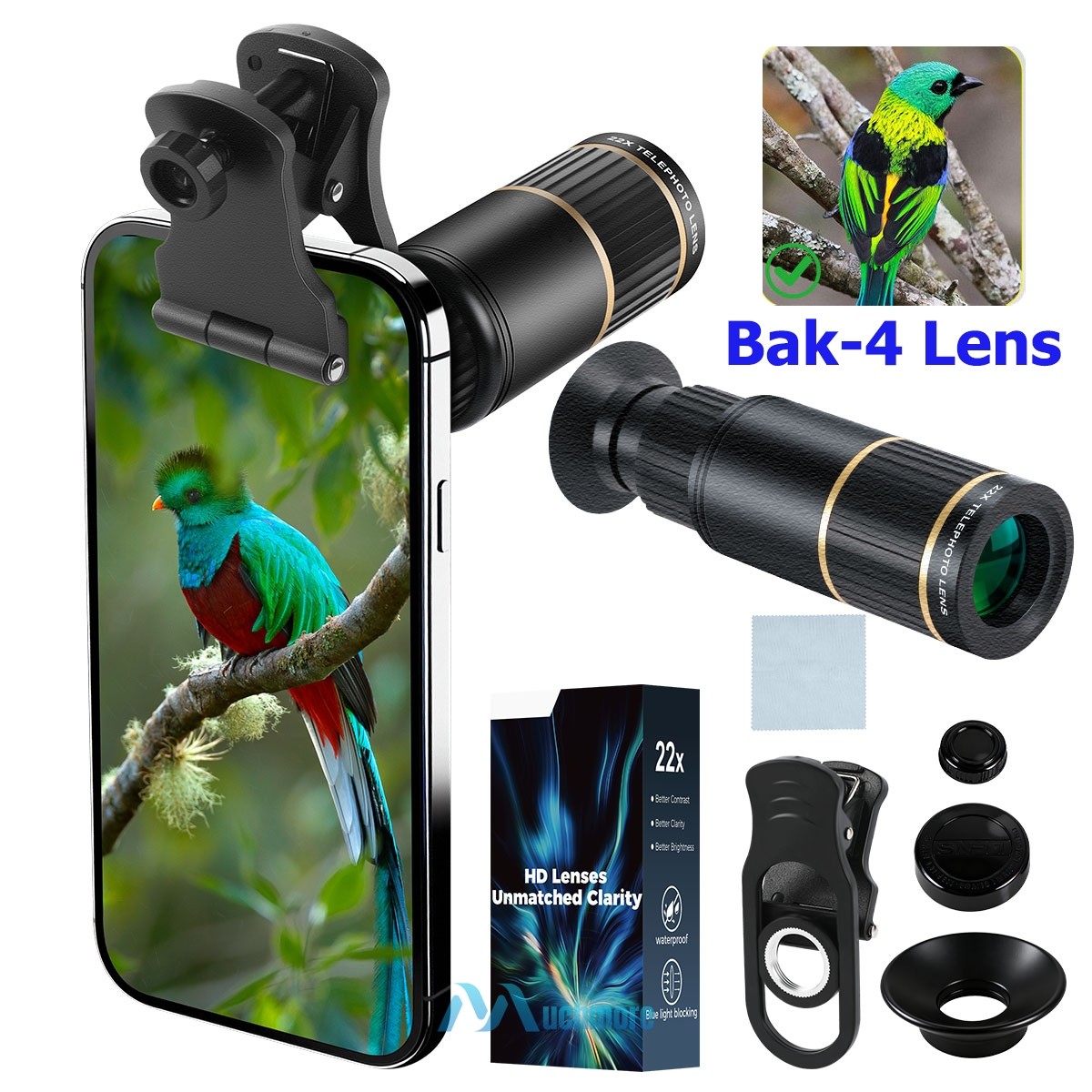 22X25 Zoom Optical HD Lens Monocular Telescope w/ Phone Mount For