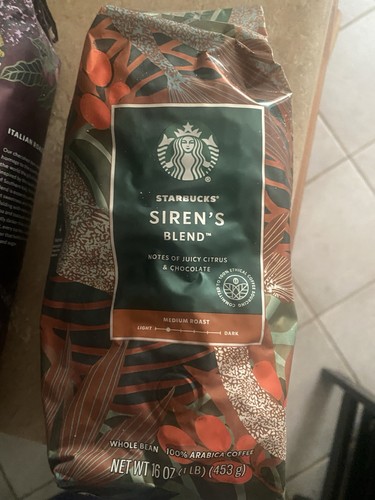 Starbucks Siren's Blend Medium Roast Whole Bean Coffee 1lb / 16oz / 453g Bag