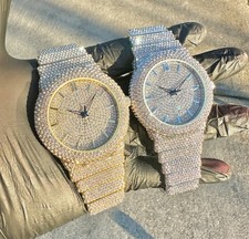 Men's 46mm Round Luxury Diamond Watch - Fully Iced Out Bling Dial Diamond Bezel