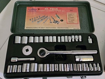 Vintage Cobra Professional Tools 40 Piece Combination Socket Wrench Tool Set