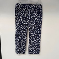 Lilly Pulitzer Spotted Animal Print Palm Beach Fit Capri Crop Pant Women 12 Blue