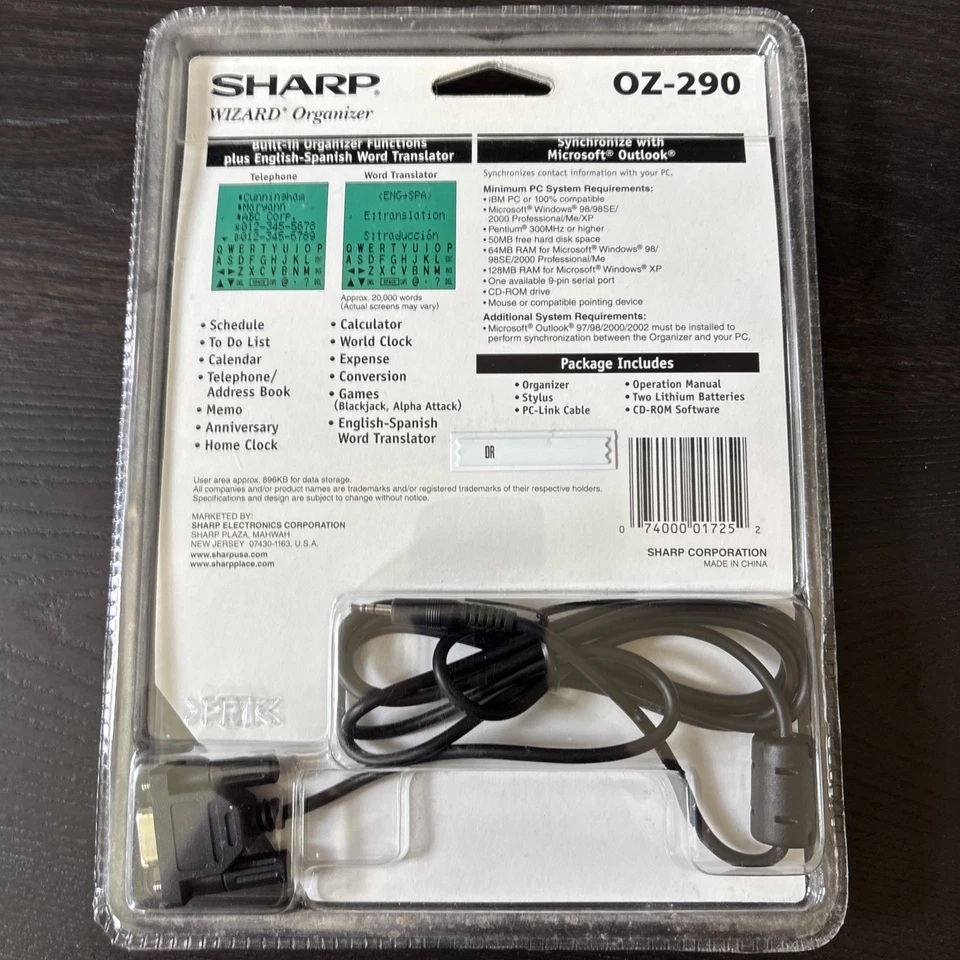 Sharp Wizard Organizer OZ-290 5-Line Touch Screen Back Lit Display 1 MB Memory - Image 4 of 4