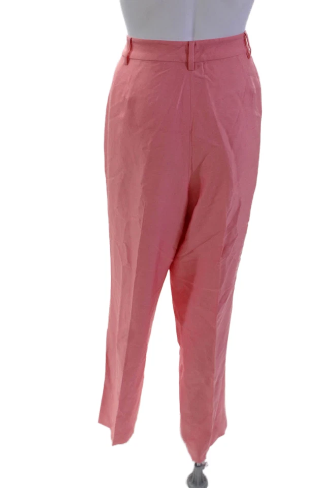 Pantalón de mujer Lauren Ralph Lauren tiro alto plisado seda rosa talla 12 Foto 3 de 4