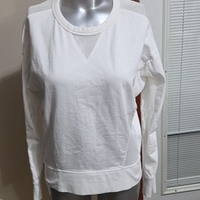 Athleta Women's White Pullover Sweatshirt Mesh Accent Size S