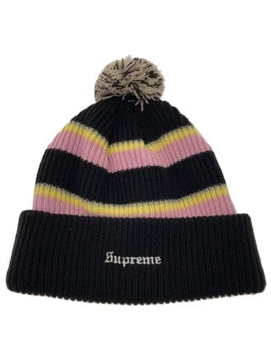Supreme 17Awbig Stripe Beanie Free Acrylique Rayure Noire Homme AEh61