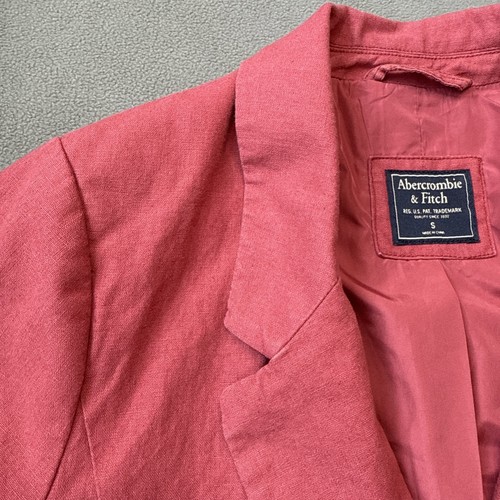Abercrombie Fitch Blazer Womens Small Pink Linen Cotton Blend Y2K Fitted Jacket - Picture 8 of 22