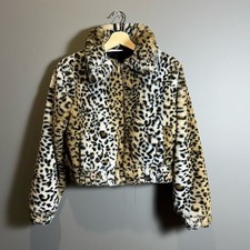 Leopard Print Faux Fur Jacket Size XS